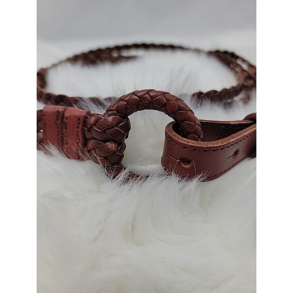 Vintage Braided Genuine Leather Belt Size Large 39-43" - Picture 2 of 4